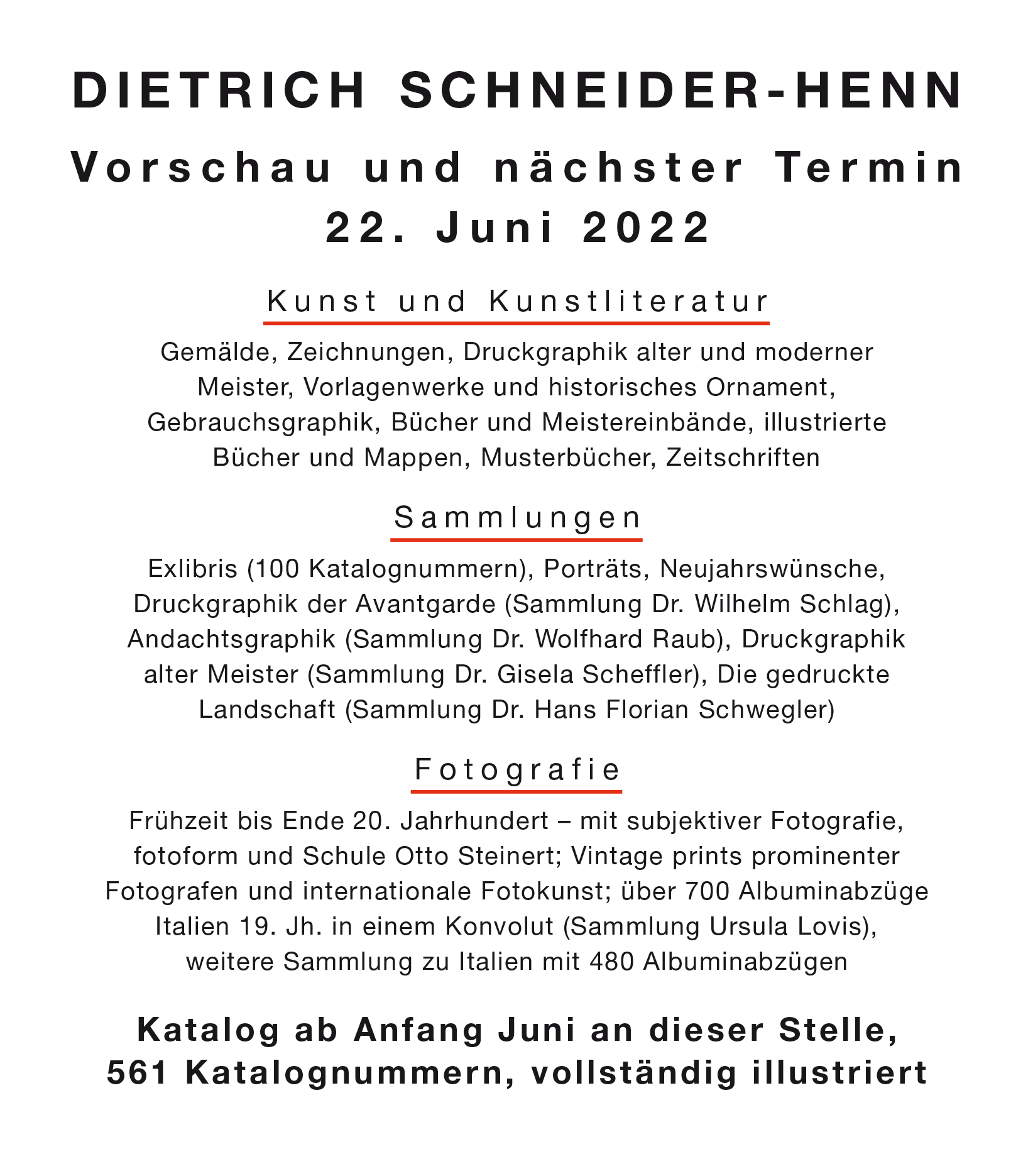 Auktionskatalog Schneider-Henn Fotografie 2022
